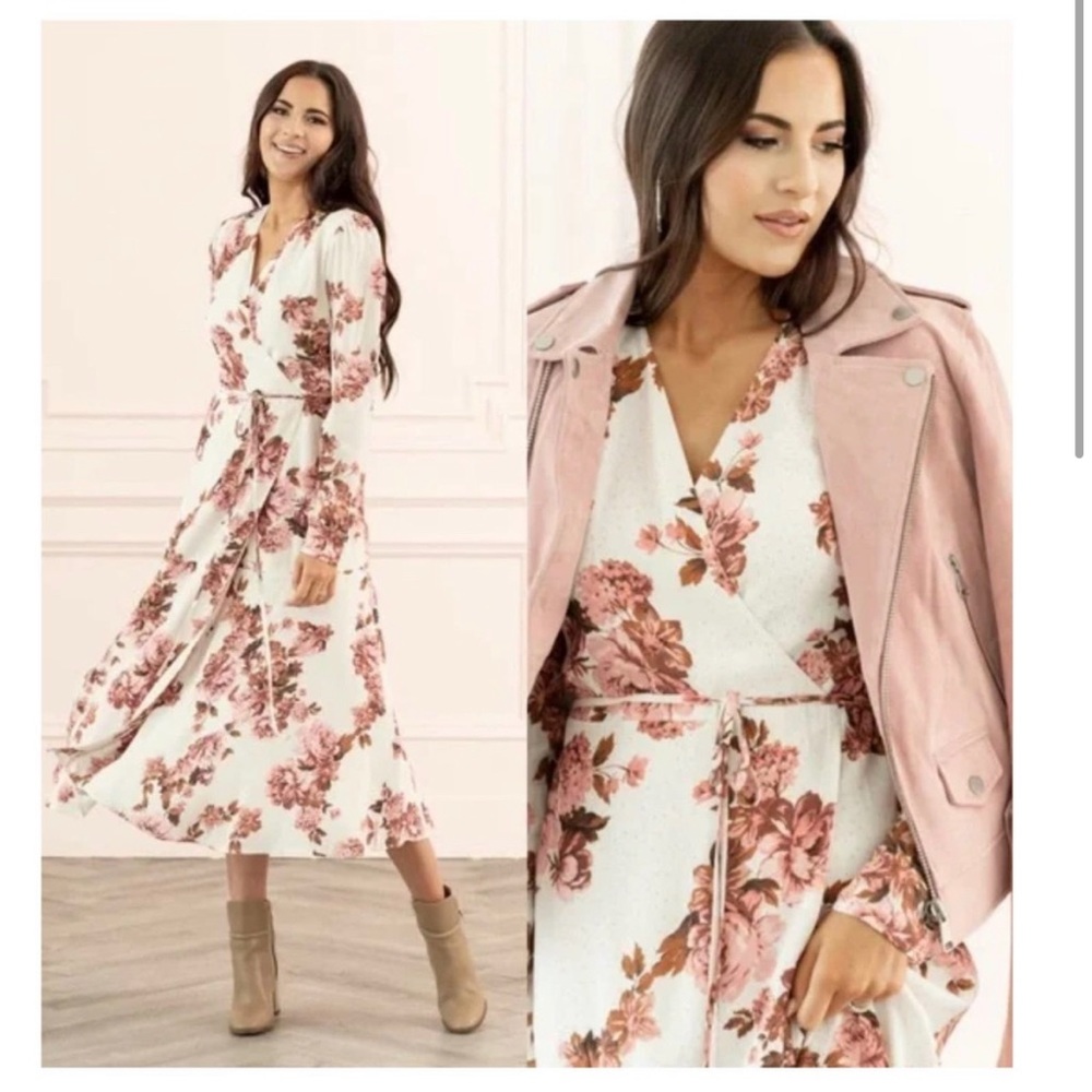 Rachel Parcell Long Sleeve Wrap Midi Dress